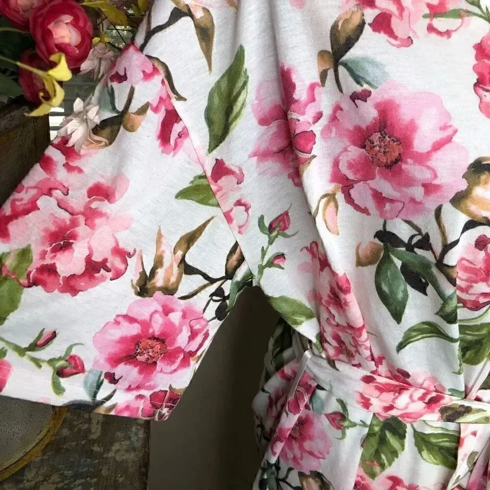 Show Me Your Mumu White and Pink Floral Short Robe